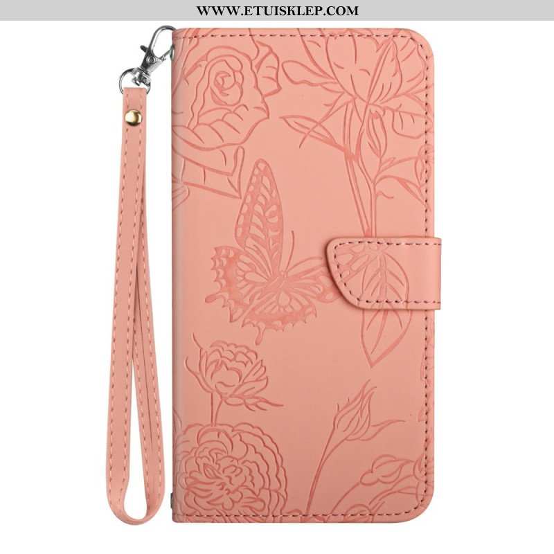 Etui Folio do Samsung Galaxy S23 Plus 5G Motyl Ze Smyczą